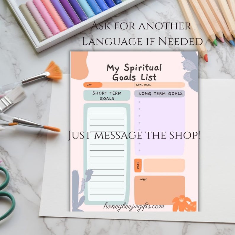 JW Kids Spiritual Goals Digital Download/jw Printables for Our Future