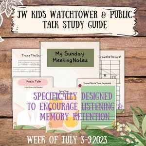 JW Kids Watchtower Study Guide for Public Talk & WT Lesson Printable Study Guide/Jw Printable/Digital