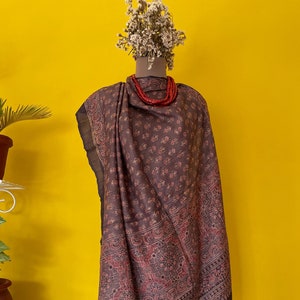 Ajrakh blockprinted duppatta Silk wraps Handmade luxury Tussar silk duppatta Handblock printed silk Ajrakh silk Rare find Last few Pieces