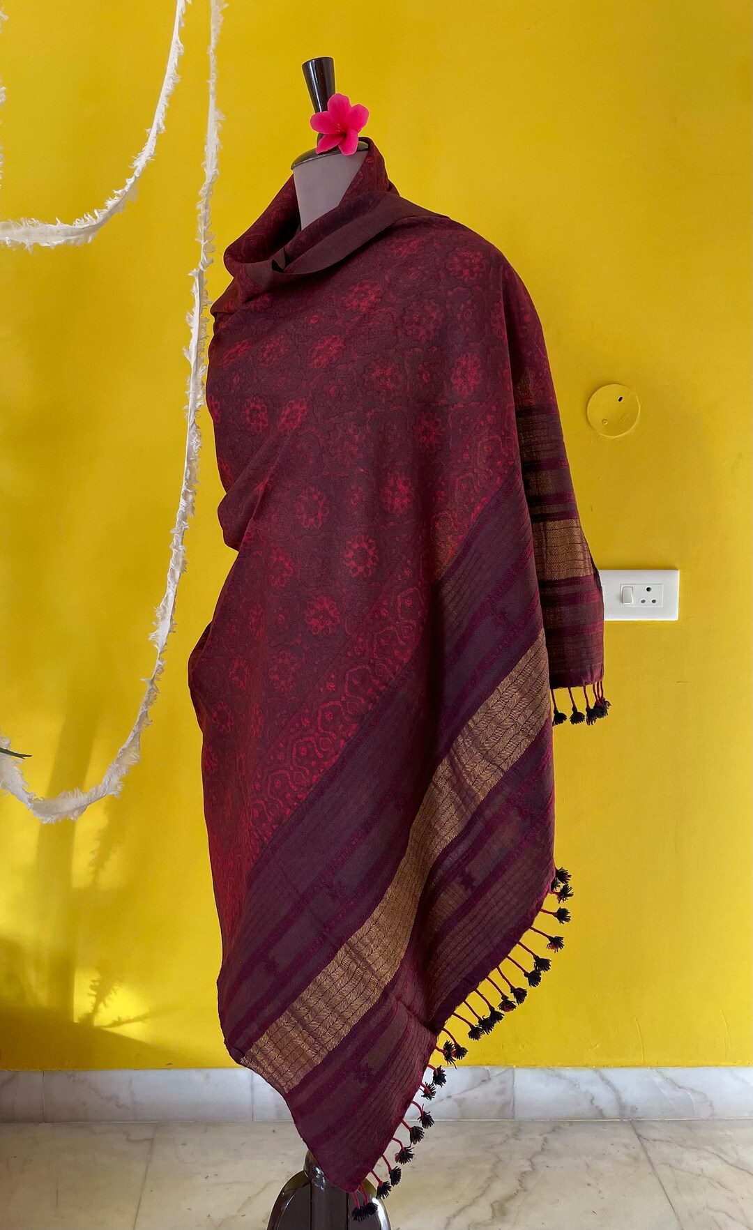 handmade ajrakh shawl