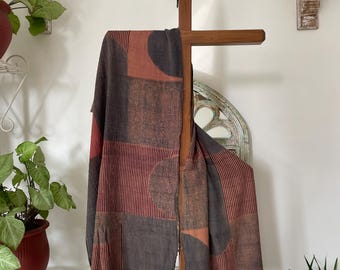 Handmade Ajrakh Raw Silk Scarf: Natural Dyes, Contemporary Design