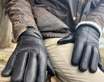 Men's Leather Sheepskin Gloves - Handcrafted Warm Winter Gloves - Soft, Stylish, Perfect Gift