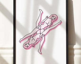 Sapphic Scissoring Dolls Poster: LGBTQ+ Queer Art Print