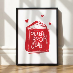 Queer boekenclub kunstafdruk | Kunst en cadeaus voor lesbiennes, homoseksuelen, bi-, trans-, sapphische, non-binaire en queer boekenliefhebbers!