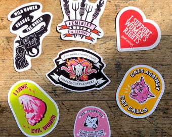 Feminist Sticker Bundle | Handmade, no AI, feminism sticker pack | Gifts for her, women's rights, suffragettes, divine feminine, alt witch