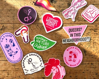 Lesbian Pride Sticker Bundle | Sapphic Queer, Funny LGBTQ+ Stocking Stuffers