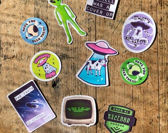 UFO / UAP Disclosure Sticker Bundle | Aliens, NHI, Roswell, Area 51, Conspiracy Theory, Cryptid & Paranormal Gifts