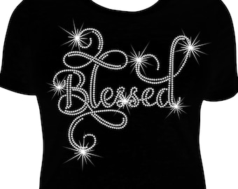 Blessed Rhinestone Shirt, Christian Bling Tee