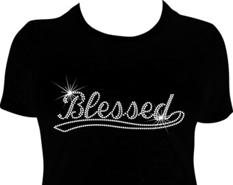 Blessed Rhinestone Shirt, Christian Bling Tee