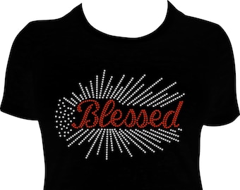 Blessed Rhinestone Christian Shirt, Women's Religion Tee