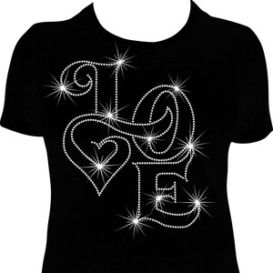 Love Draw Valentines Day Bling Shirt, Love Heart Rhinestone Bling shirt, Bling T-Shirt.