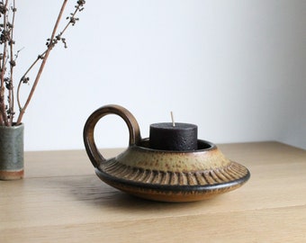 Vintage Søholm Stentøj steengoed kandelaar: Danish Studio Pottery
