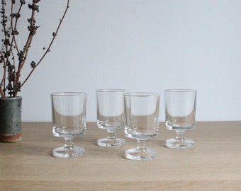 4 French vintage 70s Luminarc shot or liqueur glasses (45 ml, 1.5 us fl oz, to the top), Cavalier glassware