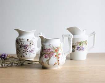 French vintage white porcelain creamer with a floral decor, Sold separately!