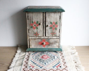 Vintage mini kilim woven wool rug from a French flea market