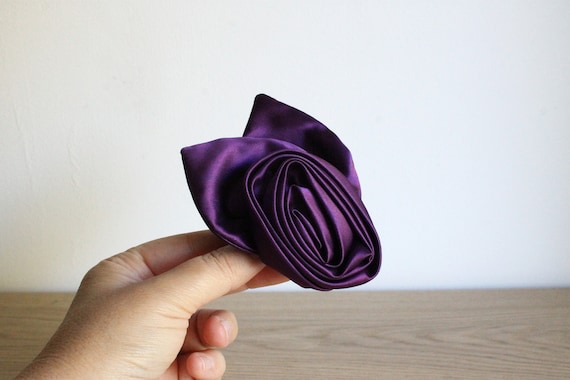 Vintage 80s 90s CARITA Paris purple satin flower … - image 1