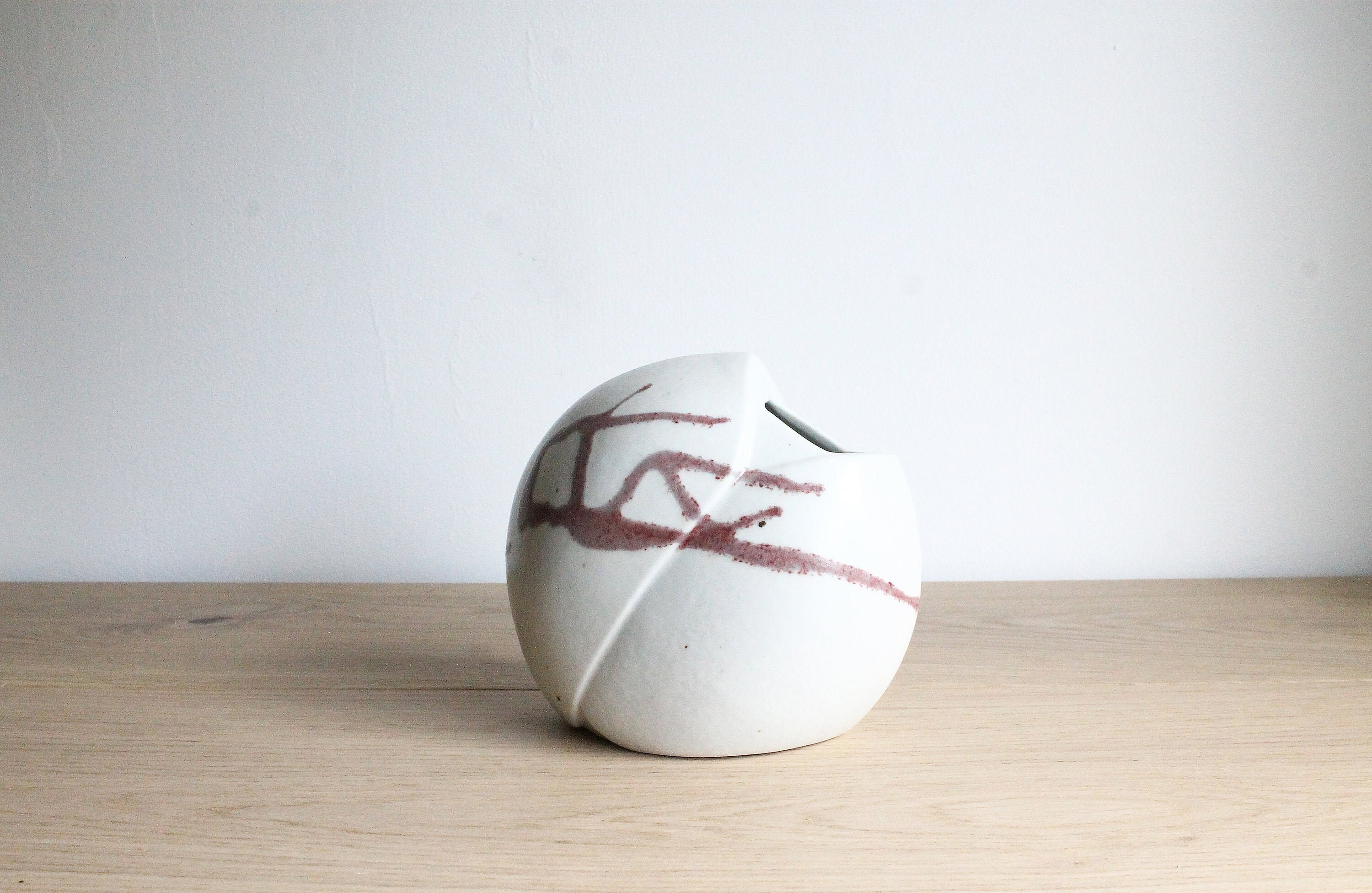 Français Vase Vintage en Porcelaine Yves Mohy Des Années 1970 Pour Virebent, Fabriqué France, Modern