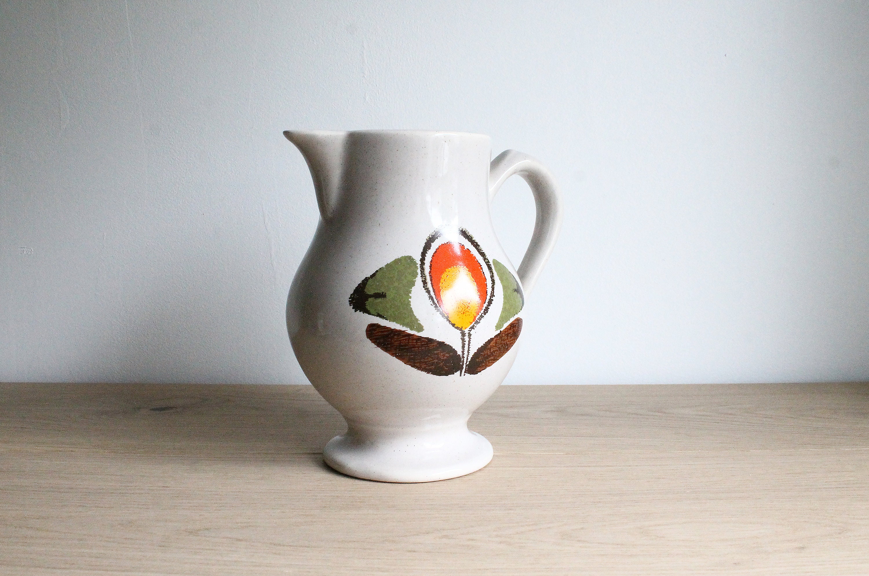 Français Pichet en Céramique Vintage Des Années 1970, Design Louisiane Par Faience de St Amand Franc