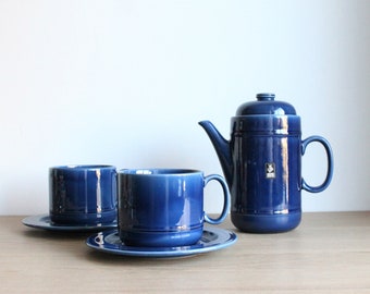 Vintage Ambrogio Pozzi for Ceramica Franco Pozzi coffee pot or teapot and 2 large cups with saucers