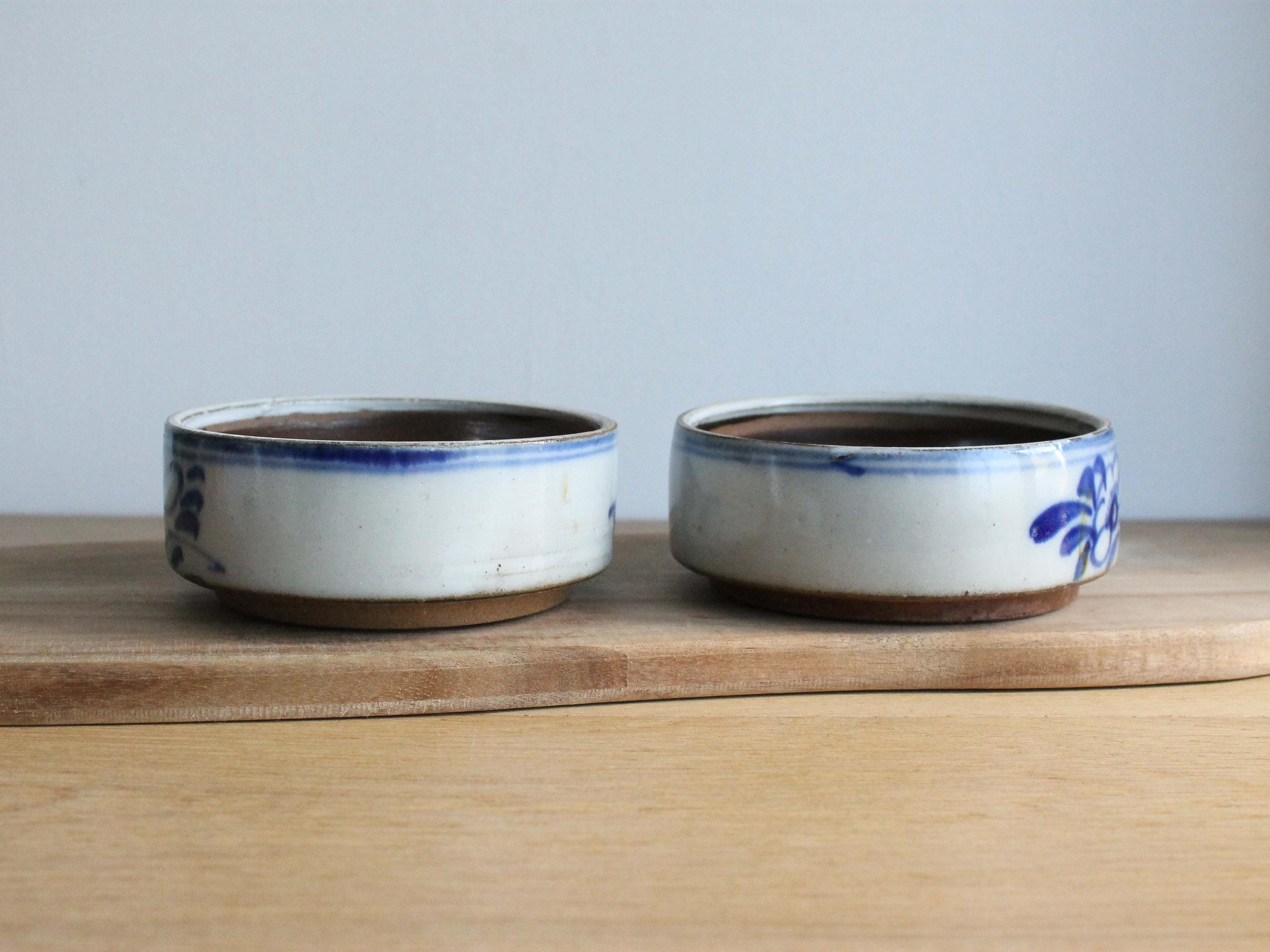 アンティーク中国陶器ボウル：青い花柄の重ね皿（2枚セット） - Etsy 日本