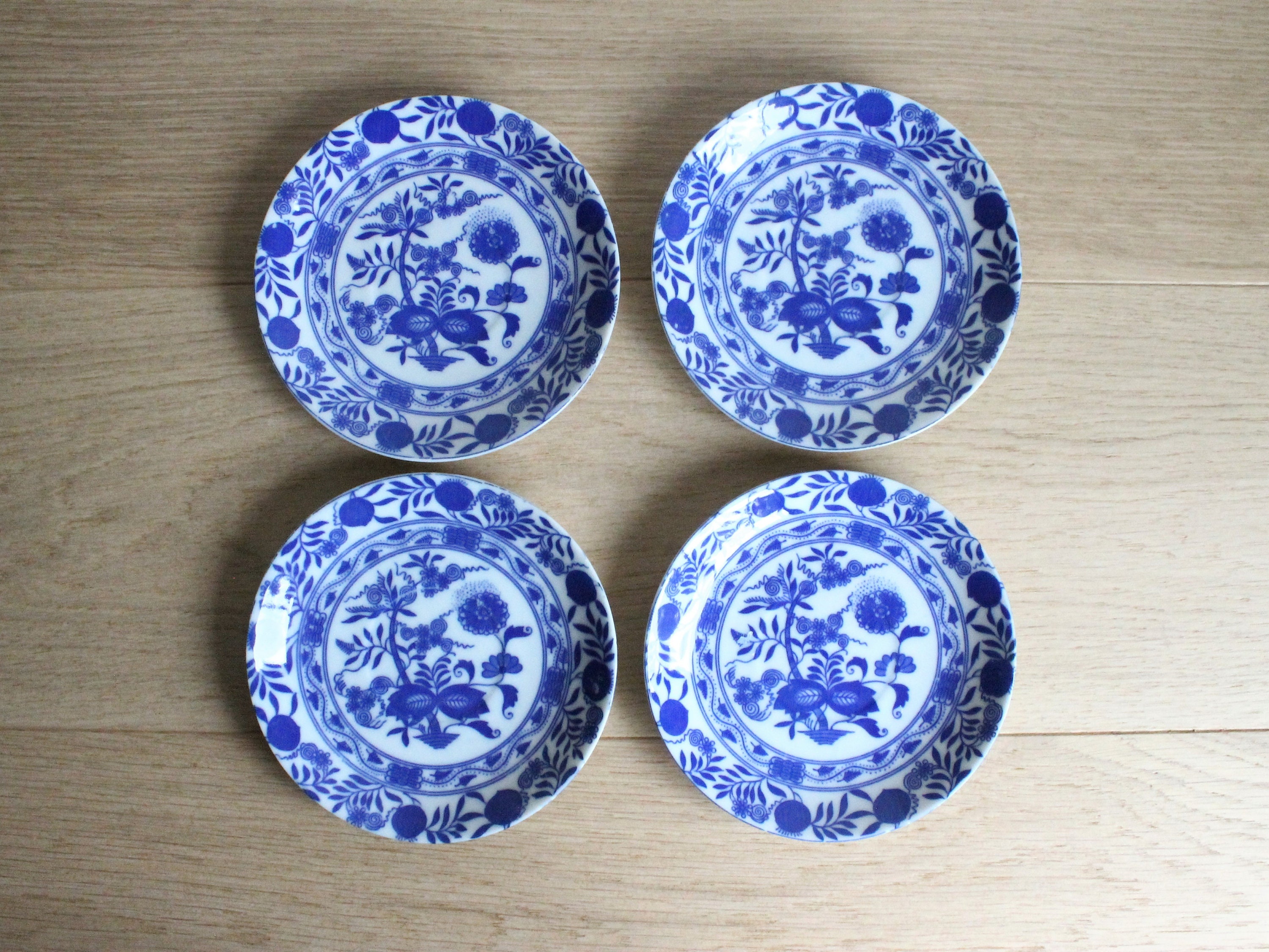 4 Vintage Mid Century Japanese Saucers Blue and White Etsy