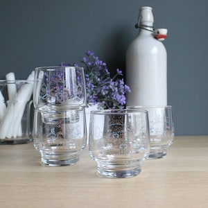 Vintage 80s Arcoroc Tivoli Tumblers: Pink & Blue Decor, Set of 4