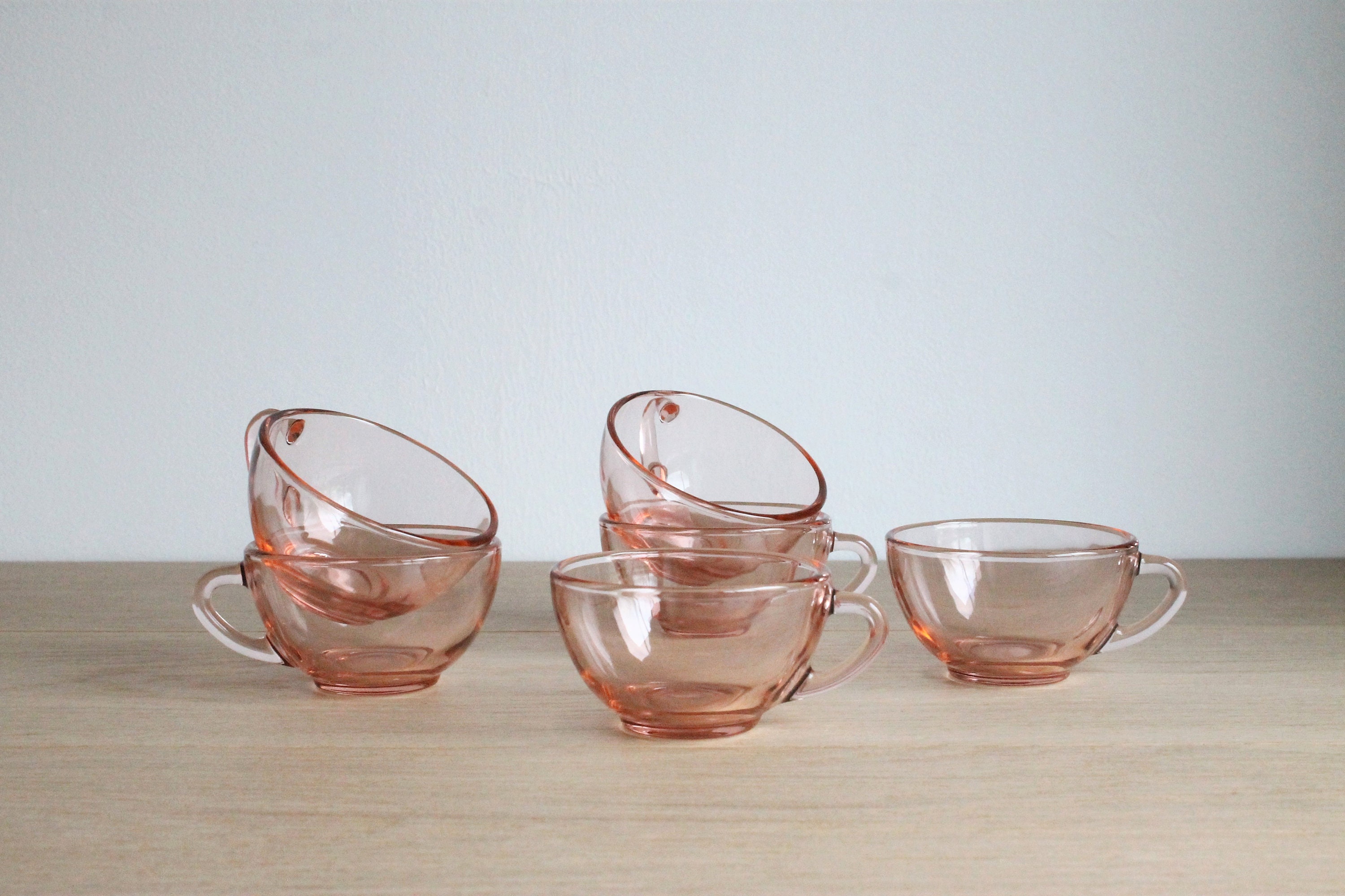 Ensemble de 6 Tasses à Expresso Arcoroc Blush Rose Des Années 80 Français Vintage