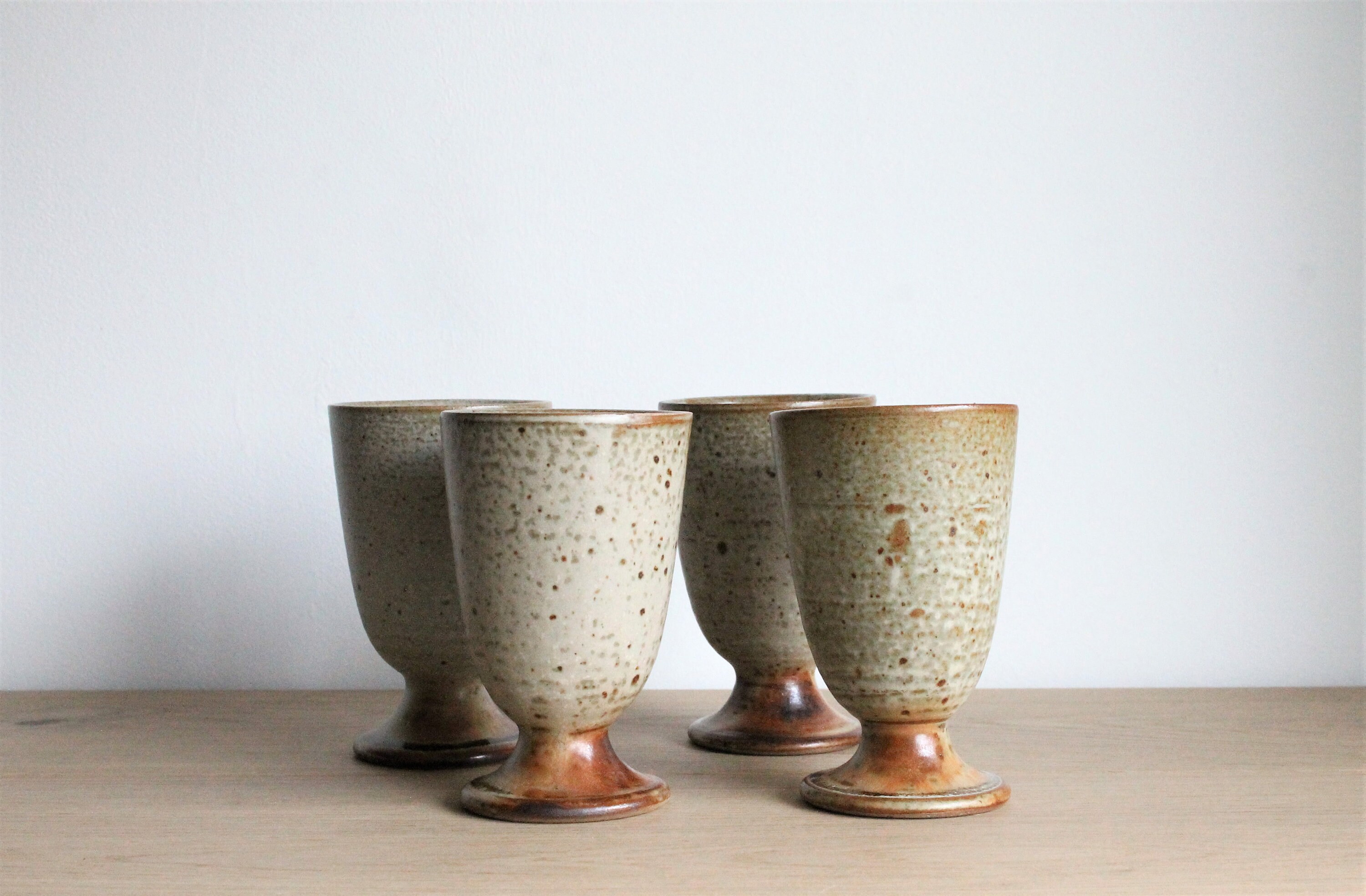 Lot de 4 Français Poterie en Grès Vintage Poignées Tasses à Café ou Thé Par Jean-Pierre Prud'homme