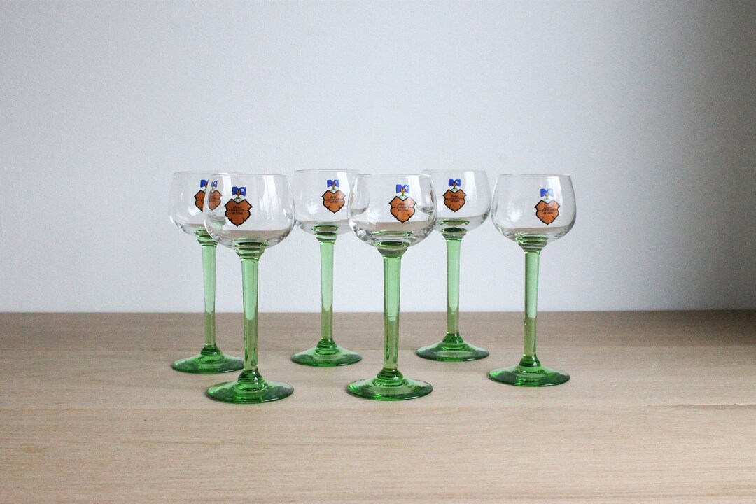 6 French Vintage Very Small Alsace Wine Glasses With alsace Propriete
