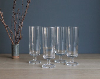 4 French vintage 70s Luminarc champagne flutes, Cavalier clear glass set