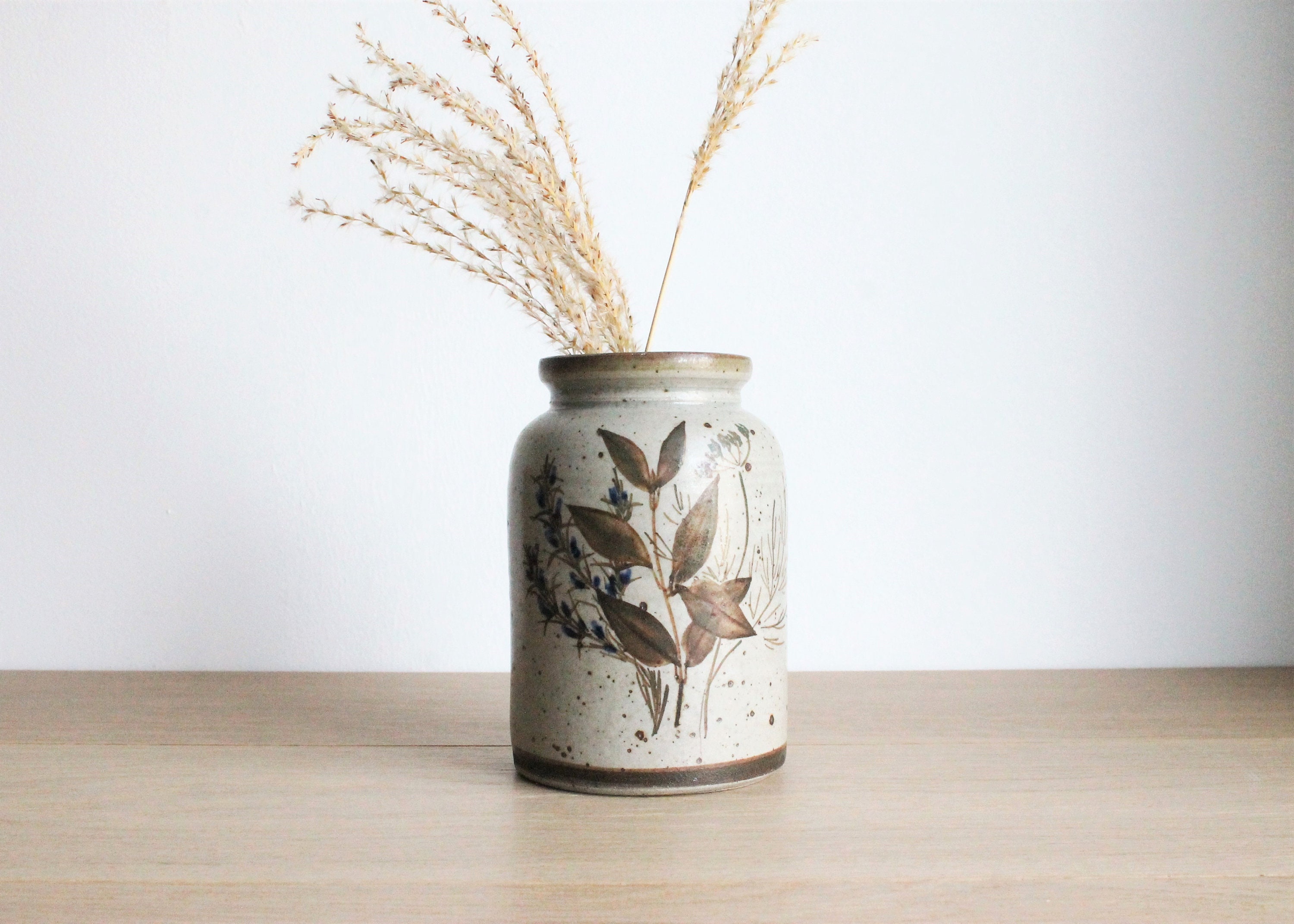 Français Vase Vintage en Poterie Grès de La Poterie Corse d'oletta, à Décoration Florale