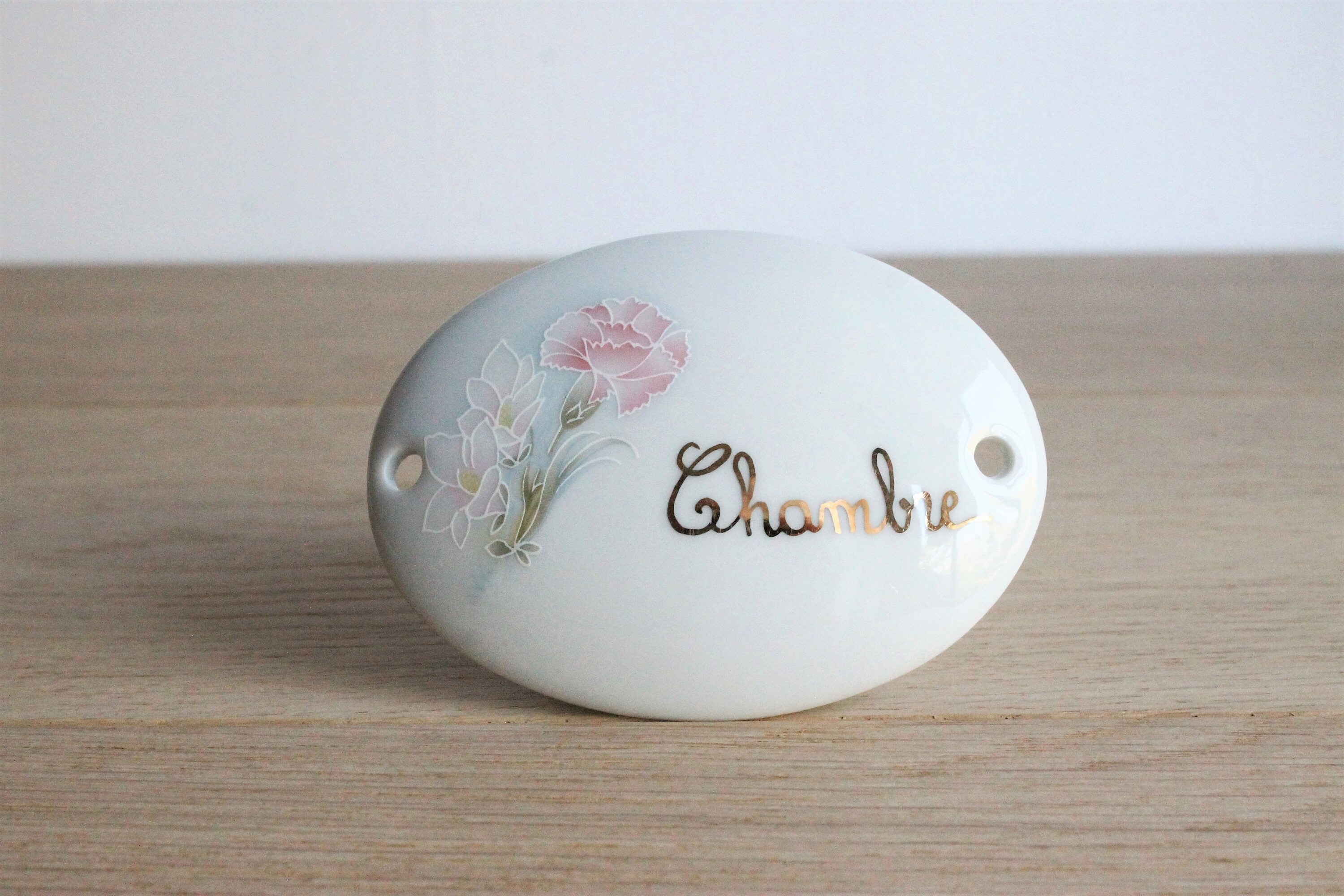 Français Assiette de Porte en Porcelaine Limoges Vintage, Chambre Chambre, avec Un Décor d'œillet