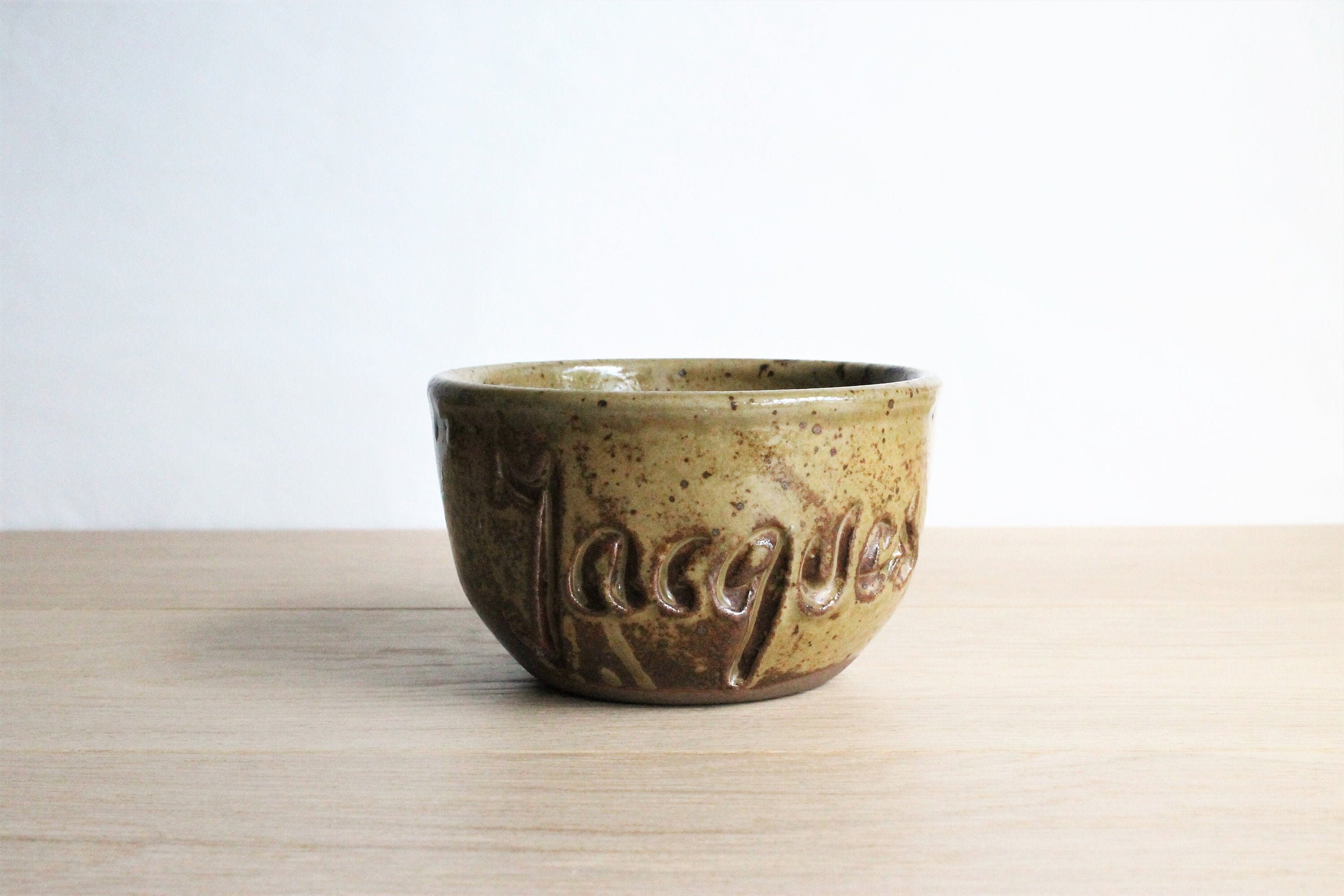 Français Bol Vintage en Poterie Grès Jacques Du Milieu Siècle, Fabriqué Au Monastère Notre Dame de T