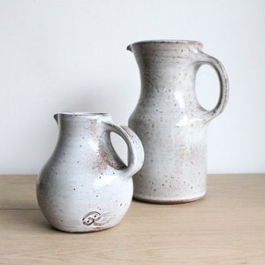 French vintage 60s Jeanne & Norbert Pierlot handmade stoneware pottery creamer and pitcher ITEMS SOLD SEPARATELY image 1