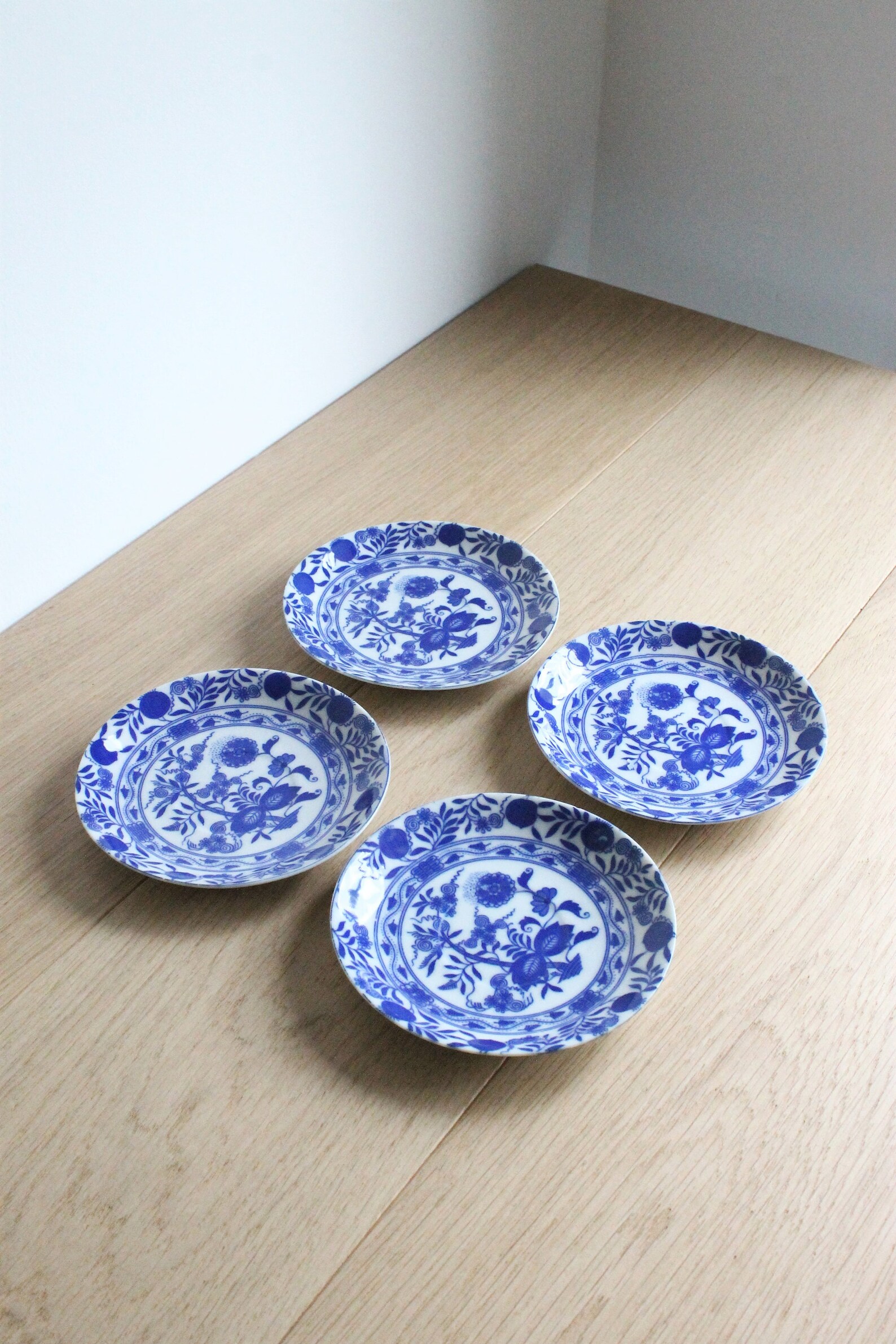 4 Vintage Mid Century Japanese Saucers Blue and White Etsy