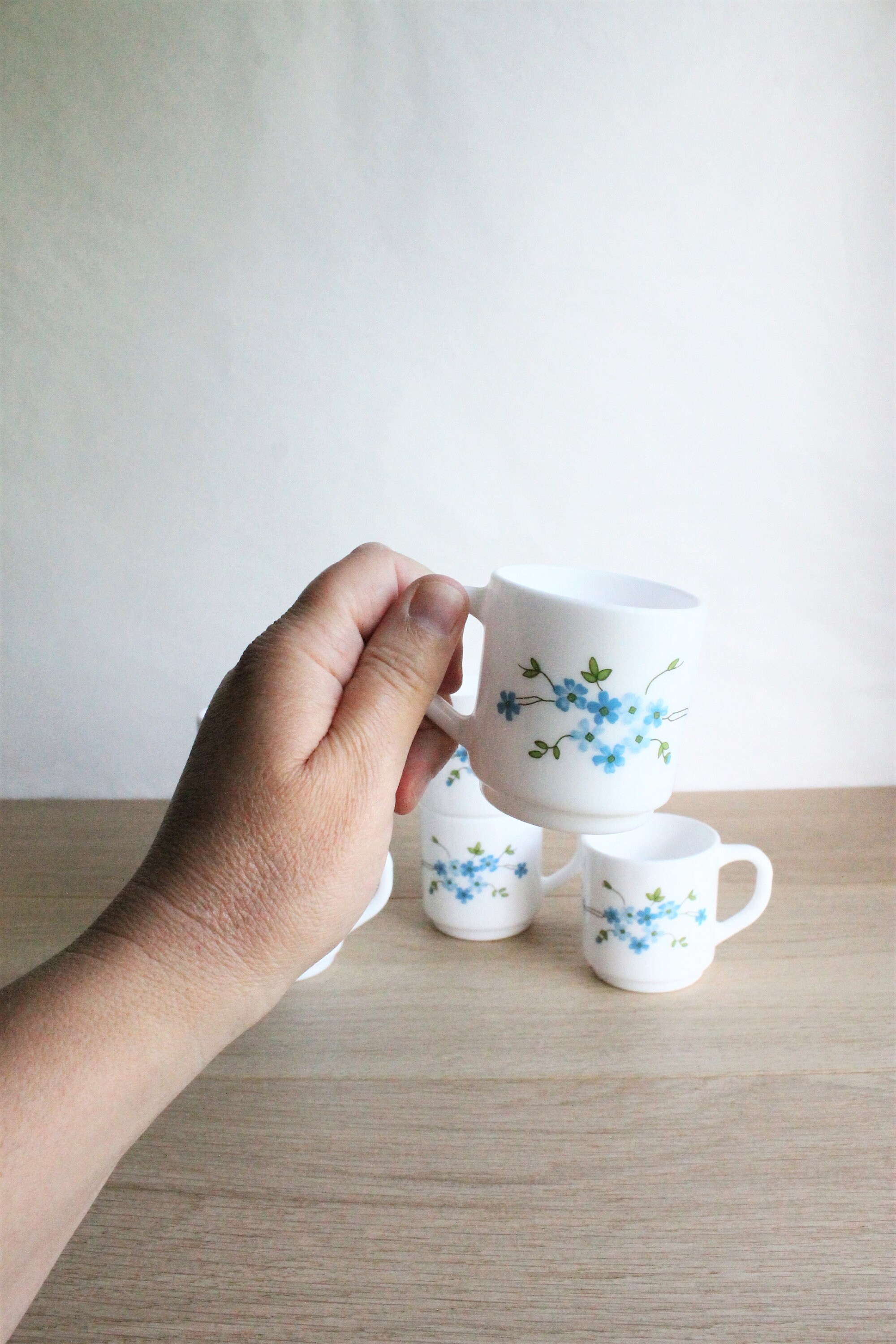 Service à Café Vintage Arcopal Veronica – 6 Tasses + Soucoupes – Blanc