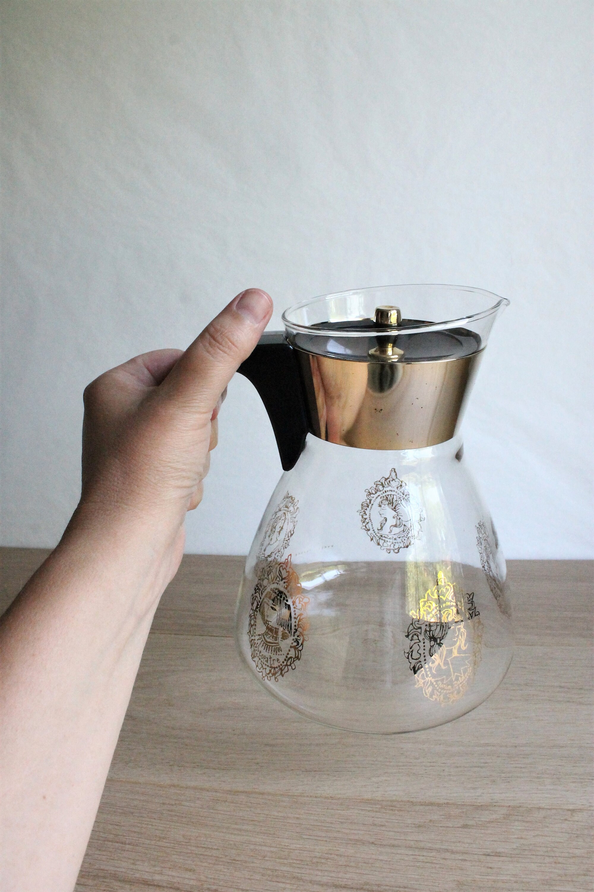 Vintage Pyrex coffee pot, 1960s glass coffee pot, large Pyrex coffee