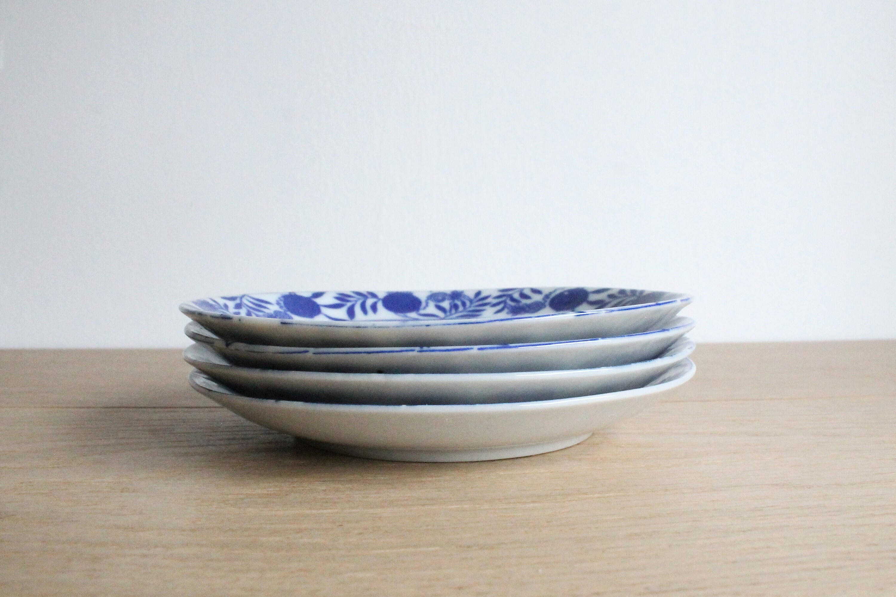 4 Vintage Mid Century Japanese Saucers Blue and White Etsy