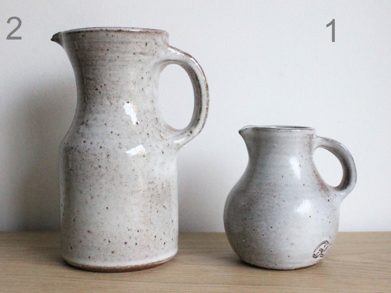 French vintage 60s Jeanne & Norbert Pierlot handmade stoneware pottery creamer and pitcher ITEMS SOLD SEPARATELY image 4