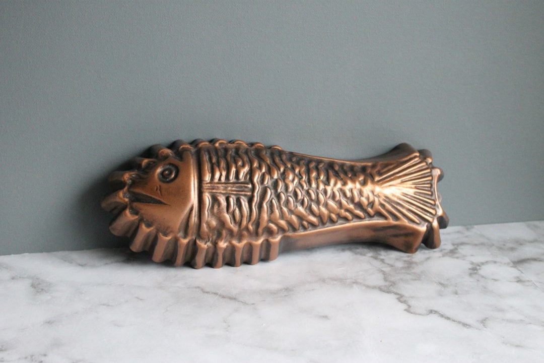 Vintage Metal Fish Mold Pan Farmhouse Boho Copper Tone Etsy