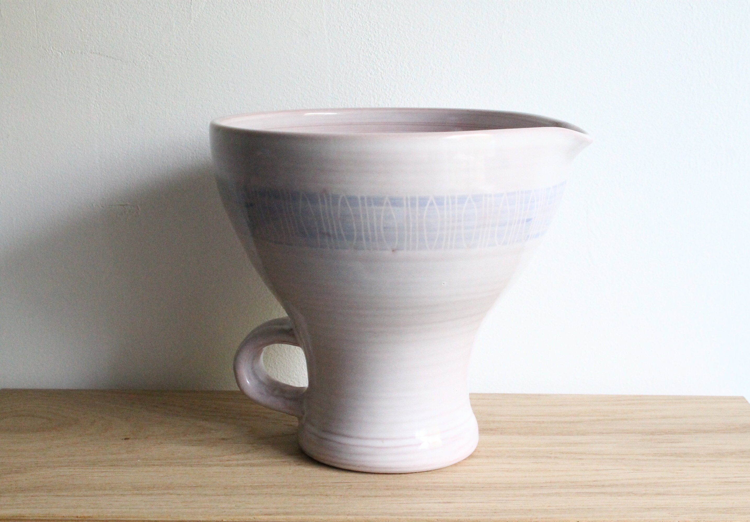 Français Pichet en Poterie Michel Spire Rose et Bleu Vintage