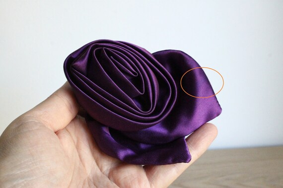 Vintage 80s 90s CARITA Paris purple satin flower … - image 10