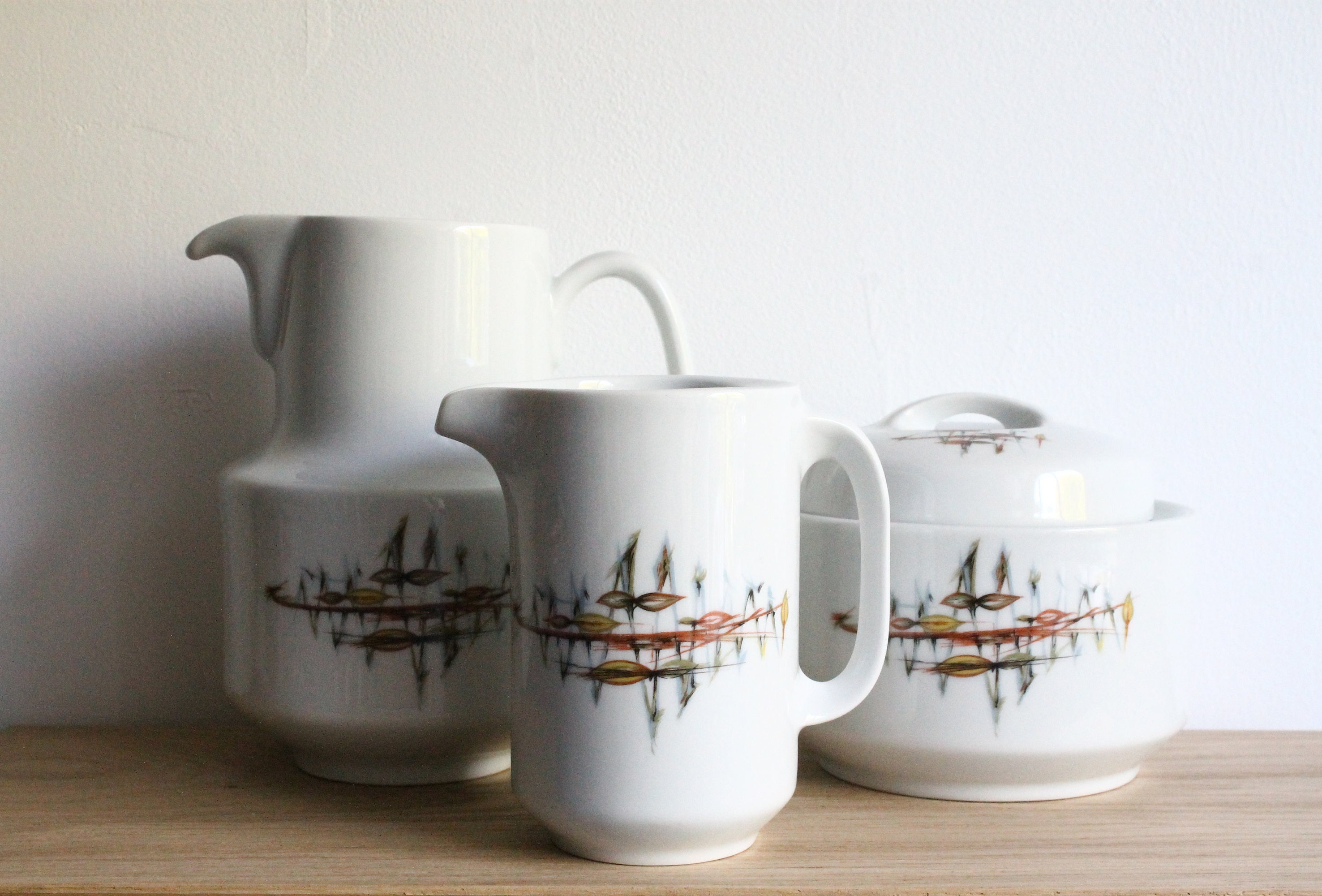 Français Service de Café en Céramique Cnp Berry Vintage Des Années 1960 avec La Cafetière, Le Sucrie