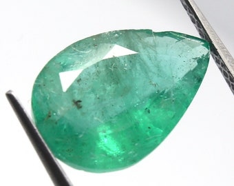 2.12 Cts Natural Emerald Zambia Emerald Certified Emerald Pear Cut Emerald Untreated Emerald Faceted Emerald Loose Gemstone 11x7.5x4.5 MM