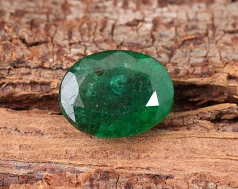 1.90 Ct Certified Natural Emerald Zambia Oval Cut Faceted Emerald Loose Gemstone