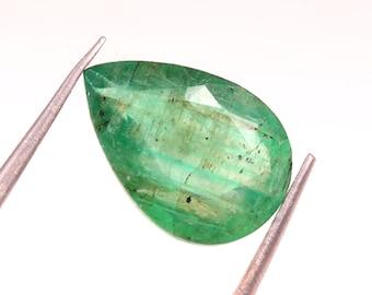 1.65 Ct Certified Natural Zambian Emerald Faceted Pear Cut 10x7 mm Loose Gemstone
