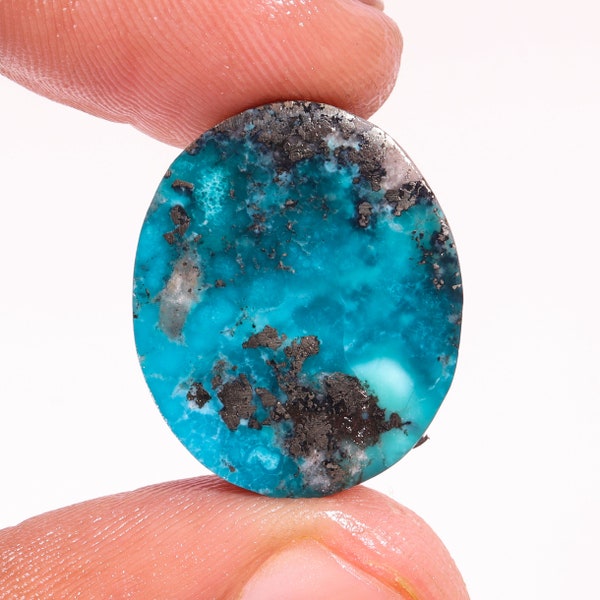 Cabochon de turquoise de perse naturelle certifiée 20,17 carats