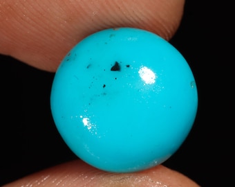 4.58 Ct Certified Natural Persian Turquoise 13 mm Round Cabochon Loose Gemstone