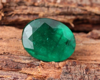 1.10 Ct Certified Natural Emerald Zambia Oval Cut Faceted 8x6 mm Loose Gemstone