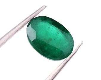 1.06 Ct Certified Natural Emerald Zambia Oval Cut Faceted Emerald Loose Gemstone